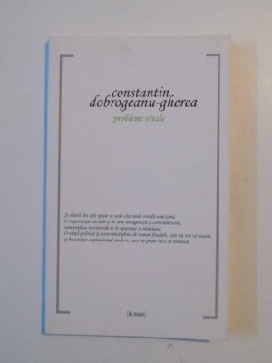 PROBLEME VITALE de CONSTANTIN DOBROGEANU - GHEREA , 2011 foto