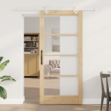 Ușă glisantă vidaXL cu set de accesorii 93x202 cm Lemn masiv de pin, Ușă interioară vidaXL cu geam &#039;ORKDAL&#039;93x202x4 cm Lemn masiv de pin