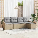 Cumpara ieftin Set de canapele pentru grădină 5 pcs Bej Rattan poli