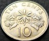 Moneda exotica 10 CENTS / CENTI - SINGAPORE, anul 1988 * cod 812 = UNC, Asia