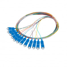 Set 12 adaptoare retea fibra optica coada Pigtail cu conector SC UPC, Lanberg 43346, 2m lungime, Semi Tight SM G657A1, multicolor