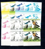 Nevis 1985 - Pasari, Audubon, val.55c probe progresive de culoare, nedantelate