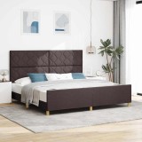 VidaXL Cadru de pat cu headboard Maro &icirc;nchis 200 x 200 cm țesătură