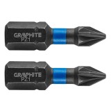 Set biti de impact PZ1X25mm 1/4&quot; 2buc. GRAPHITE 56H503 HardWork ToolsRange