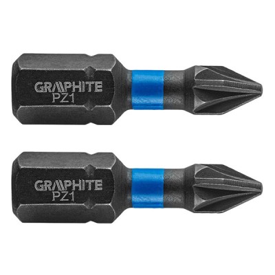 Set biti de impact PZ1X25mm 1/4&amp;quot; 2buc. GRAPHITE 56H503 HardWork ToolsRange foto