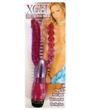 Vibrator Dublu Penetrabil Seven Creations, Violet, 22cm, Anal si Vaginal, PVC, Intensitate Variabila