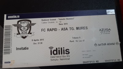 Bilet Rapid - ASA TG. Mures foto