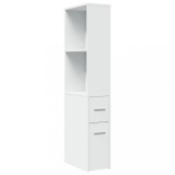 Cumpara ieftin Dulap de baie ingust cu roti, alb, lemn prelucrat