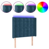 Cumpara ieftin Tablie de pat cu LED, albastru inchis, 93x16x118/128cm, catifea
