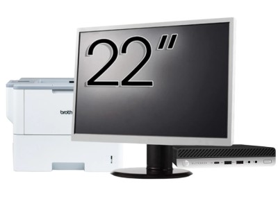 Pachet Calculator Second Hand HP EliteDesk 800 G3 Mini PC, Intel Core i5-6500T 2.50GHz, 8GB DDR4, 256GB SSD + Monitor 22&amp;amp;quot; &amp;amp; Imprimanta Brother HL foto