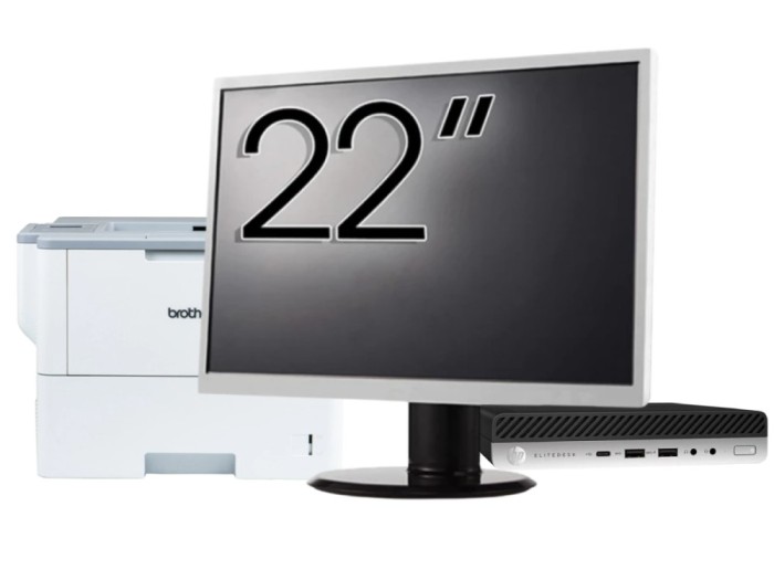 Pachet Calculator Second Hand HP EliteDesk 800 G3 Mini PC, Intel Core i5-6500T 2.50GHz, 8GB DDR4, 256GB SSD + Monitor 22&amp;quot; &amp; Imprimanta Brother HL