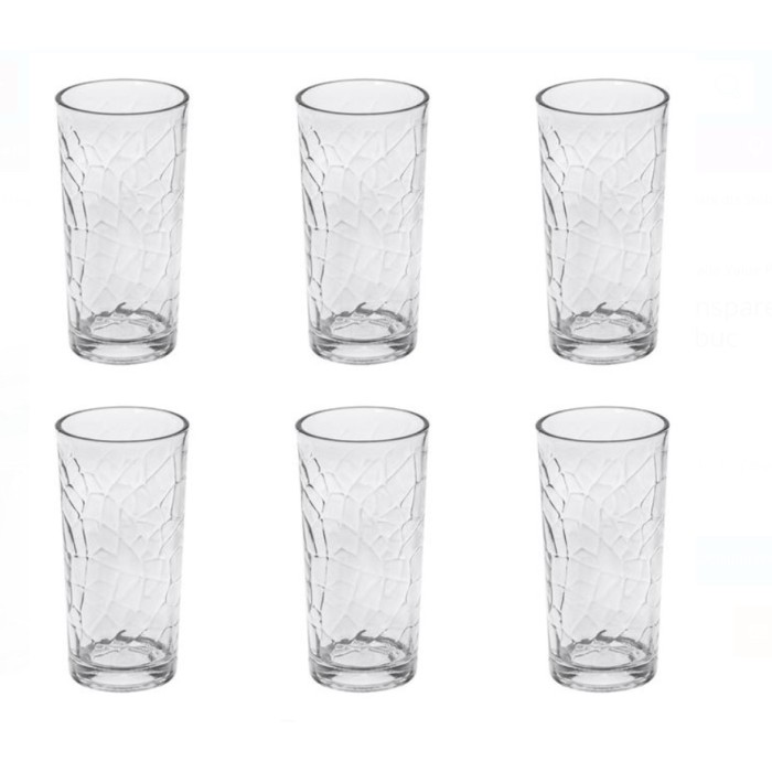 Pahare din Sticla Transparenta cu Model &quot;Crackled&quot; 250ml
