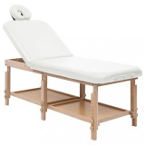 VidaXL Masă de masaj cu 2 zone, alb, piele ecologică
