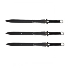 Set trei sabii de vanatoare IdeallStore&amp;reg;, Last Ronin, maner textil, 68.5 cm, negru foto
