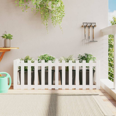 vidaXL Pat &amp;icirc;nălțat grădină design gard alb 150x50x50cm lemn pin tratat foto