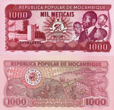 MOZAMBIC 1.000 meticais 1989 UNC!!! foto