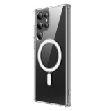 Husa magsafe htpmag compatibila cu samsung galaxy s23 ultra, atasare magnetica, clear case, transparent