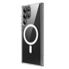 Husa magsafe htpmag compatibila cu samsung galaxy s23 ultra, atasare magnetica, clear case, transparent