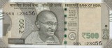 INDIA █ bancnota █ 500 Rupees █ 2019 █ P-114 █ UNC █ necirculata