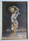 Constantin NIŢESCU-Ţărăncuţă cu urcior, tehnică mixtă (1987)