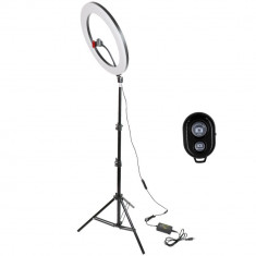 Lampa Circulara Make up Profesionala cu Touch, Ring Light 35 CM LED cu Lumina Rece/Calda Tip Inel, cu Trepied 210cm Pentru Poze Perfecte foto