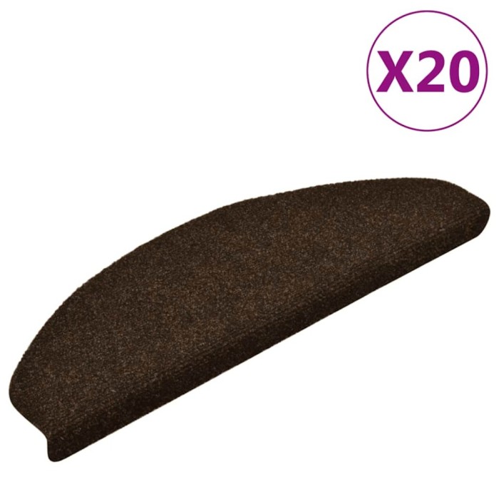 vidaXL Covorașe autoadezive pentru scări, 20 buc., 65x21x4 cm, maro, semirotunde, mari