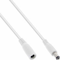 Cablu prelungitor de alimentare DC 5.5x2.1mm T-M 1m Alb, InLine IL26801E foto