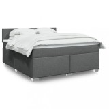VidaXL Pat box spring cu saltea, gri &icirc;nchis, 180x200 cm, textil 3285961
