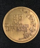 Medalie comemorativă 25 ani de activitate 1977-2002 societatea numismatică rom&acirc;nă secția Suceava