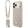 Husa MagSafe pentru Apple iPhone 17 Pro Max, Guess, 4G Triangle Logo with Big Strap, Roz