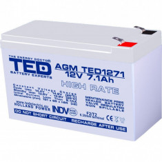 Acumulator AGM VRLA 12V 7,1A High Rate 151mm x 65mm x h 95mm F2 TED Battery Expert Holland TED003300 (5) SafetyGuard Surveillance