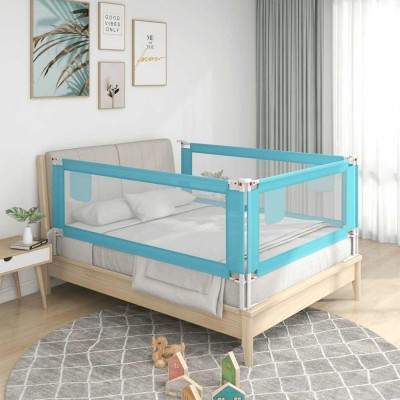 Balustradă de protecție pat copii, albastru, 150x25 cm, textil foto