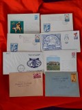 Lot 8 plicuri francate,plicuri vechi cu timbre,expozitii,pionieri,colectii,rere
