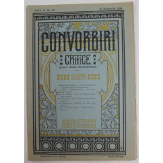 CONVORBIRI CRITICE , REVISTA LITERARA BIMENSUALA , ANUL II , NR. 16 , 15 OCTOMBRIE , 1908