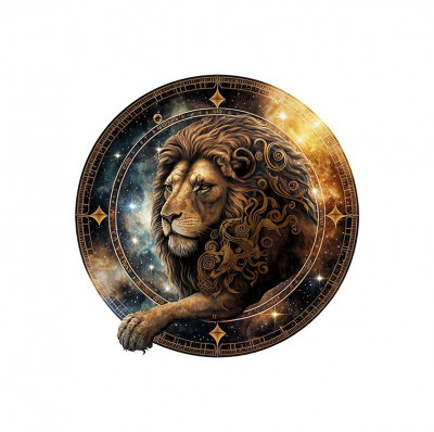Sticker decorativ Zodiac Leu, Auriu, 55 cm, 5992ST foto
