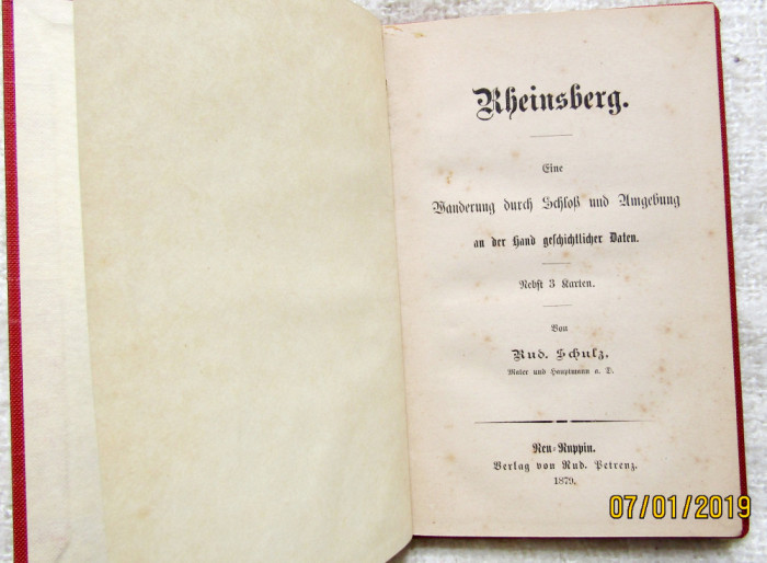 Carte rara cu harti si planuri litografiate.Palatul Rheinsberg,Prusia 1879.