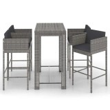 Cumpara ieftin Set mobilier bar de gradina cu perne, 5 piese, gri, poliratan