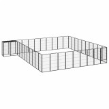 Țarc c&acirc;ini 42 panouri negru 50x100 cm oțel vopsit electrostatic