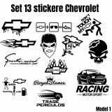 Set 13 Stickere Auto Chevrolet Personalizate , 5 Dimensiuni si 6 Culori Disponibile