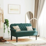 Cumpara ieftin Banchetă cu spătar, verde &icirc;nchis, 119,5x64,5x75 cm, catifea
