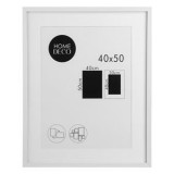 Tablou Decorativ cu Rama din Lemn MDF și Paspartu, 40x50cm, Alb, CMCLASS