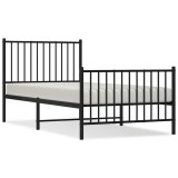 Cumpara ieftin Cadru pat metalic cu tablii de cap/picioare, negru, 90x190 cm