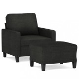 Cumpara ieftin Fotoliu canapea cu taburet, negru, 60 cm, material textil