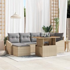 vidaXL Set de canapele pentru grădină 7 pcs Bej Rattan poli 3358597