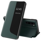 Husa Huawei P30 Pro Eco Leather View flip tip carte, verde, Techsuit