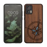 Husa Kwmobile pentru Motorola Edge 30 Neo, Maro/Albastru, Lemn, KWM000018RR002C, Silicon, Carcasa