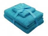 Cumpara ieftin Set prosoape 3 piese 500 gsm (fata, maini, corp) Turquoise, SomnART Relax KipRoom