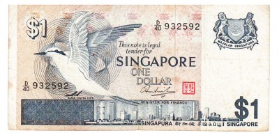 Singapore 1 Dolar 1976 Seria 932592 foto