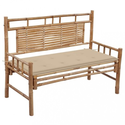 vidaXL Bancă de grădină cu pernă, 120 cm, bambus 3063879 foto