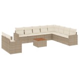 Set canapele de gradina cu perne, 11 piese, bej, poliratan